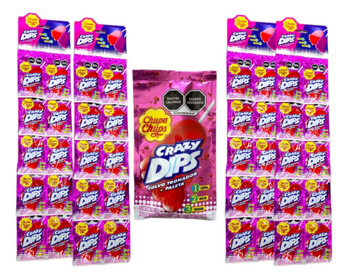 Paleta Pie Fresa Polvo Tronador 20pz Crazy Dips Chupa Chups