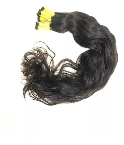 Cabelo Humano Natural 35cm 40 Gramas Ondulado Ondas Castanho