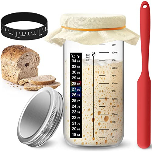 Sourdough Starter Jar Kit - 24 Oz Sourdough Starter Jar...