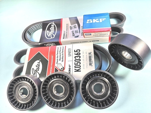 Imagen 2 de 12 de Kit 2 Correas Gates 4 Poleas Rodskf Alter Poly Vw Vento 2.5