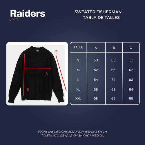 Sweater Fisherman Punto Ingles Raiders Jeans