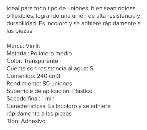 Pegamento PVC 240 CC tradicional c/aplicador VI