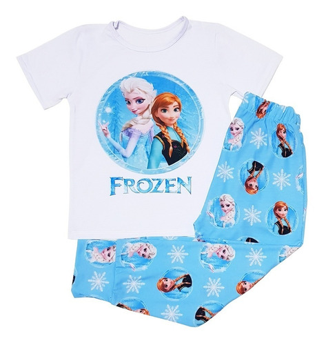 Pijama Conjunto Manga Corta Moda Infantil Frozen