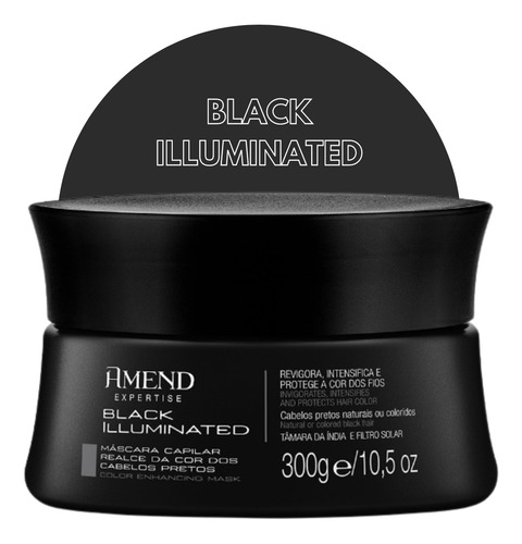Máscara Amend Black Illuminated Expertise Realce Da Cor 300g