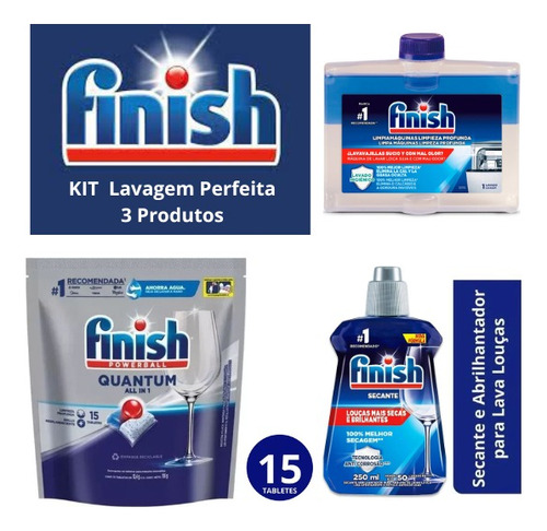 Kit Finish Lava Louças Quantum+abrilhantador/sec+limpador