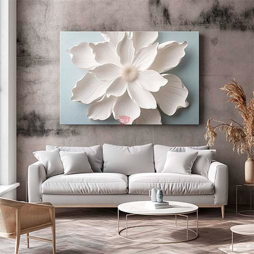 Cuadro Flor Blanca Sala Comedor Canvas Grueso 140x90