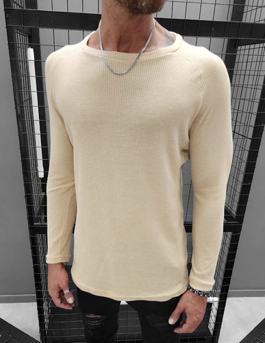 Sweater Hombre Wafle Slim Fit Elastizado Bond