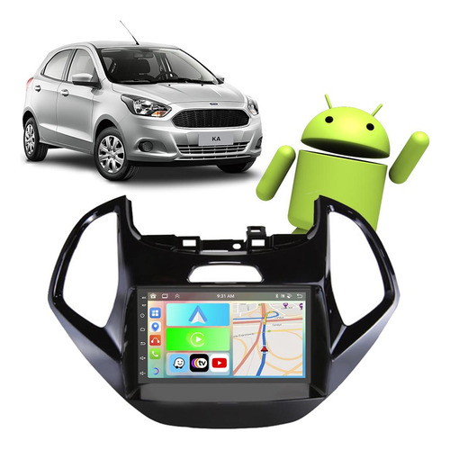 Kit Multimídia Android 7p Android Ford Ka 2015-2017 Carplay Cor Black Piano