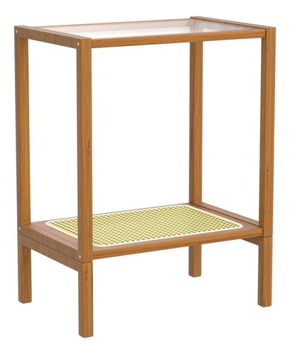Mesa Auxiliar De Ratán Bohemia De 2 Niveles Para Sala