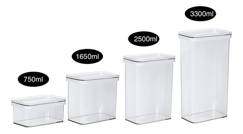 Recipiente Hermetico Con Tapa Para Alimentos Organización Color Transparente MARCA JUST SIMPLE