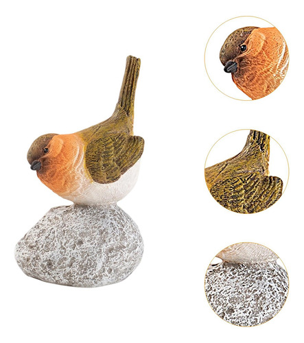 Estatua De Pájaros De Jardín Escultura De Resina 65x6x12cm