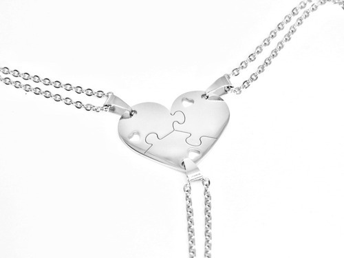 Collares Mejores Amigas X3 Corazón De Acero Quirurgico+ca 