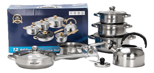 Juego Ollas Inoxidable Cocina Set 12 Piezas Antiadherente
