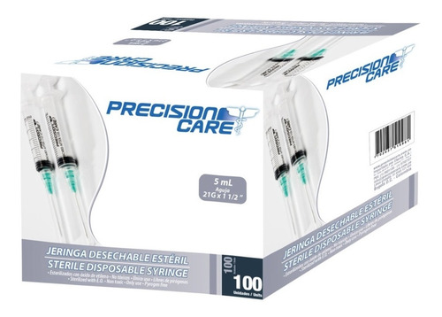 Jeringa Precision Care 5ml - 21g X 1 1/2'' - Caja X100 Unds