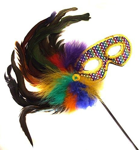 Rainbow Pride Wand Mask Mardi Gras Masquerade Costume Party