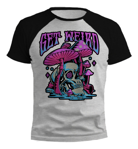 Remera Hongo Skull Get Weird Gris Ranglan