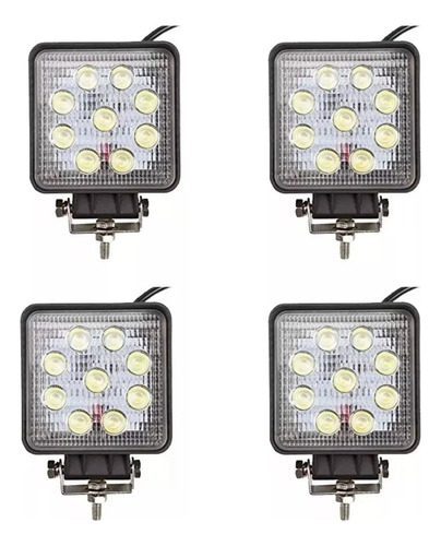 X4 Luces Foco Neblinero Led 27w 4x4 Auto Caminon Cuadrado