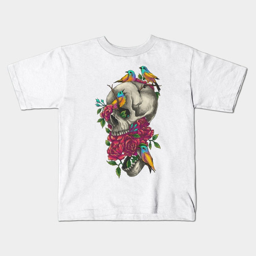 Remera Blanca Bichos Niño Niña Adulto Calavera Mexicana A 11