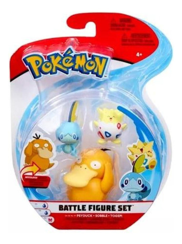 Pokemon Battle Figure Set Psyduck + Sobble + Togepi Pehuen