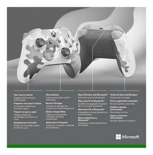Control Xbox Wireless Controller Artic Camo Gris + Cable