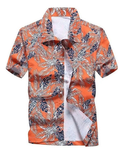 Camiseta Manga Corta Para Hombre Blusa Floral Talla Grande