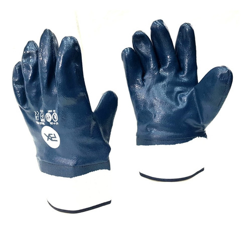 Par Guantes Nitrilo Azul Pesado Puño Lona T.9 L  Bil-vex