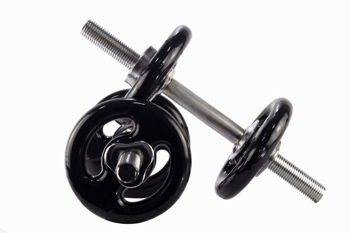 Imagem 3 de 8 de Kit Halteres Regulavel Rosca + 40kg Anilhas Emborrachadas