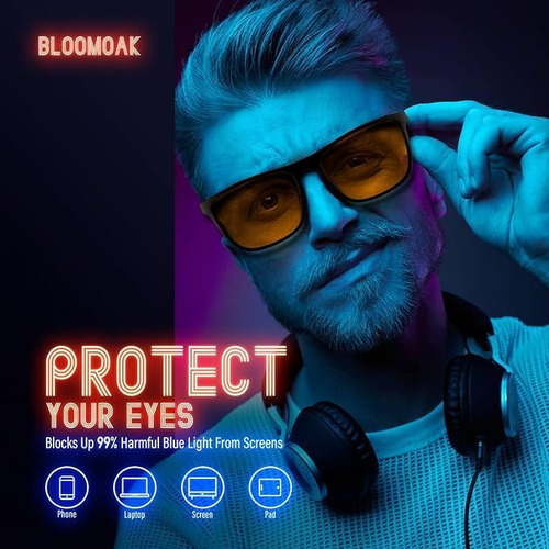Hi, Bloomoak-gafas Bloqueo Luz Azul-gafas Gaming Ámbar...