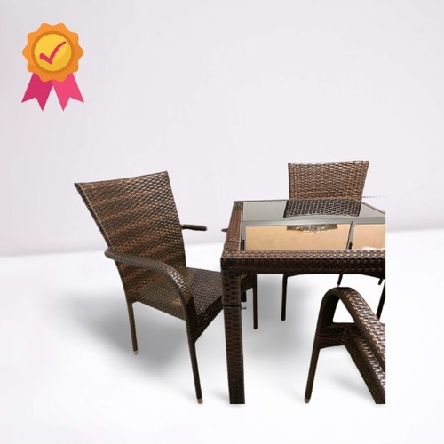 Juego De Jardin O Exterior Simil Rattan 6 Sillas + 1 Mesa