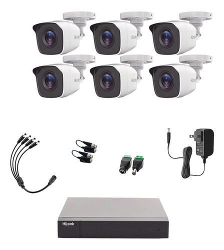 Hilook Kit de Camaras de Seguridad Exterior Metalicas Modelo HL24LQ-PLUS6-SC Video Vigilancia TurboHD 2MP 1080p CCTV 6 Cámaras Bala