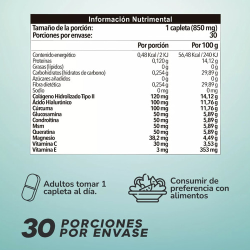 Ácido Hialurónico Unavy 30 Capletas 850mg