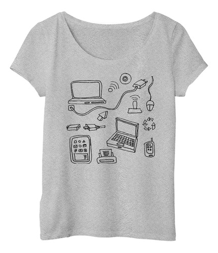 Remera Mujer Computadora Hardware Laptops Cable