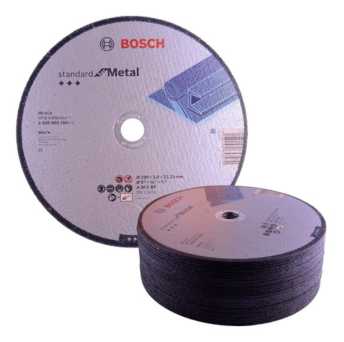 Kit 20 Discos Corte Metal 9  Bosch 2 Telas Furo 7/8 Standard