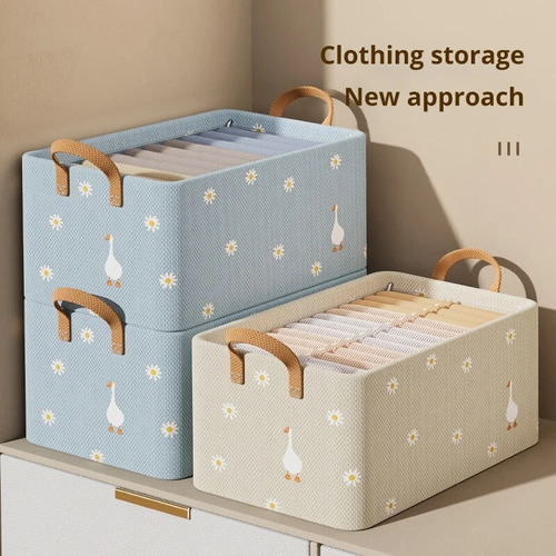 Caja De Almacenamiento De Ropa Plegable De 2 Piezas Con Marc