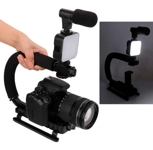 Kit Para Foto Video Soporte Microfono Luz Control Bluetooth