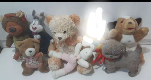 Lote De 7 Peluches + Perro,conejos Y Oso Plastico Bugs Bunny