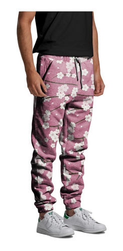 Calça Jogger Moletom Sakura Cherry Blossom Cerejeira Vintage