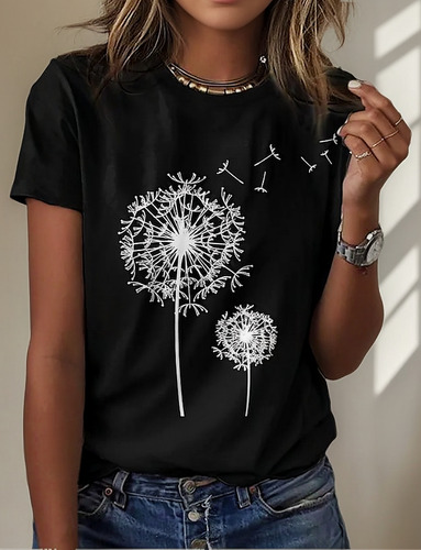 Playera Holgada Con Estampado De Jersey Con Cuello Redondo Y
