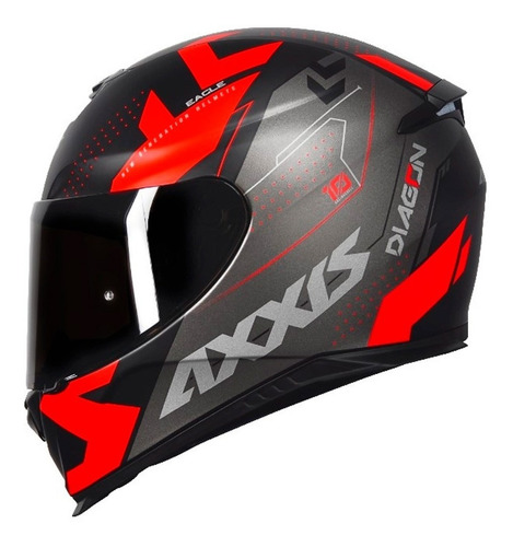 Capacete Axxis Eagle Diagon Matt Black/gray/red