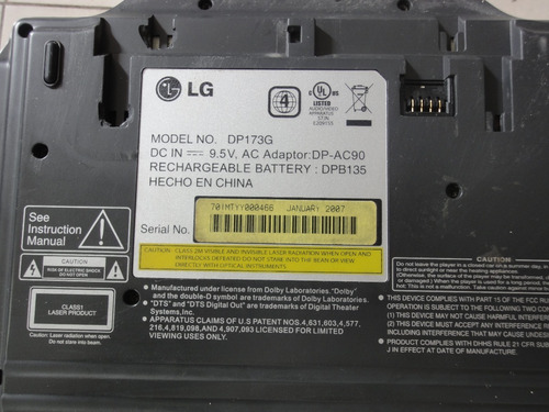 Dvd Portatil LG 7 Pulgadas (Usado)