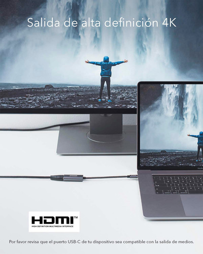 Imagen 5 de 10 de Cable Adaptador Anker Powerexpand+ Usb-c A Hdmi 4k Premium