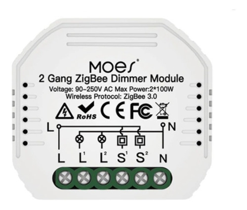 Interruptor Dimmer Zigbee 2 Teclas Casa Inteligente Alexa