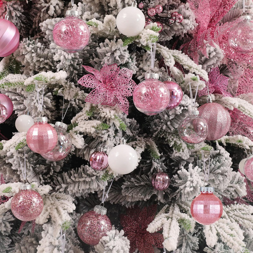 Adornos Bolas Navidad 30 Unidades Plástico Transparente Rosa