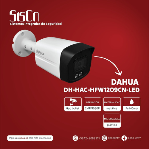 Camara Tipo Bullet 2 Mp Full Color Dahua Dh-hac-hfw1209cn