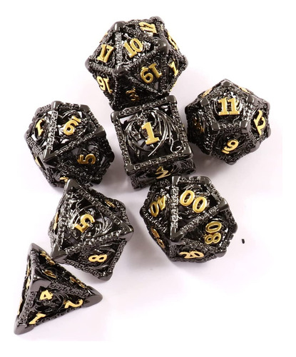 Ddfe New Hollow Metal Dnd Dice 7pcs Set Para Dungeons And Dr