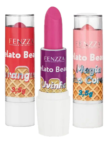 Batom Gelato Beauty Kit C/3 Cores Sortidos Fenzza