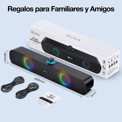 Imagen 7 de 10 de 1 Hora Bocina Bluetooth Portátil, Bocinas para PC Bocinas Inalámbrica Bluetooth RGB Altavoces Inalámbrico, Soporte 3.5 mm AUX/TF/USB/Bluetooth para Interior, Hogar y Fiesta BOC241