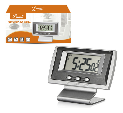 Relógio De Mesa Digital Calendário Cromômetro E Despertador Lumi