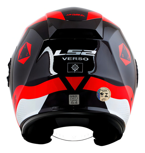 Casco Ls2 Verso Of570 Technik, blanco, negro y rojo, talla 58