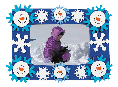 12 Espuma Cara Sonriente Muñeco Nieve Photo Frame Iman Craft